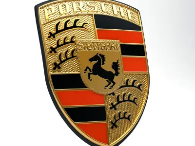 Porsche Old Logos Emblems Badges Crests Bundle Low-poly 3D model