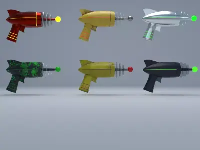 Ray gun with 6 textures Low-poly 3D model