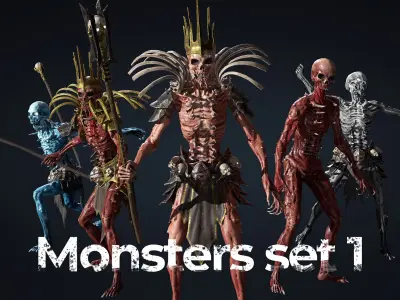 Low Poly Modular Weapon - Scepter Stick Low-poly 3D model