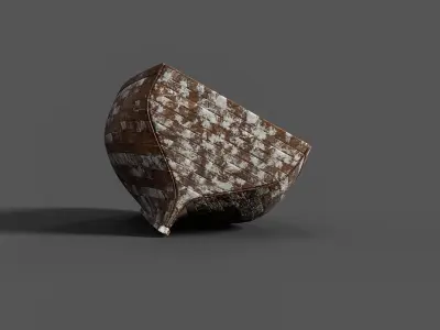 Beached Old Wooden Boat 3D model