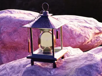 Old stylized asian lantern Free low-poly 3D model