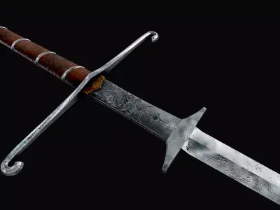 Montante two handed sword Low-poly 3D model