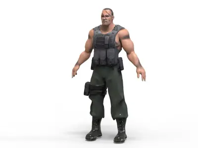 Commando soldier Low-poly 3D model