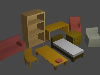 Basic Furniture Pack Free low-poly 3D model