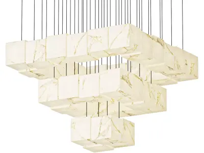 Alabaster Cube Box Chandelier Free 3D model
