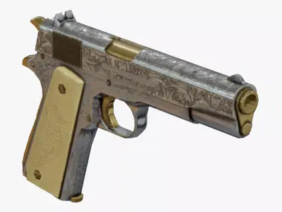 Pistol with Engravings Free low-poly 3D model