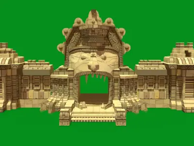 Stylized Monkey Temple Low-poly 3D model