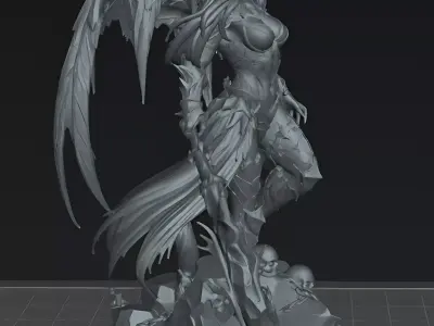 Demon Brutal Demon Queen 32mm Dark Fantasy STL 3D print model