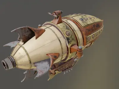 SteamPunk VincySky Aircraft Low-poly 3D model