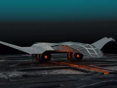 SpaceJet D-111 Starship Sci-fi  Low-poly 3D model