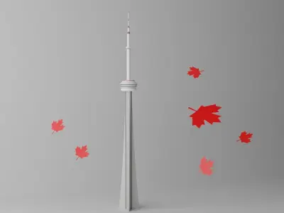 Lovely CN Tower Toronto Low-poly 3D model
