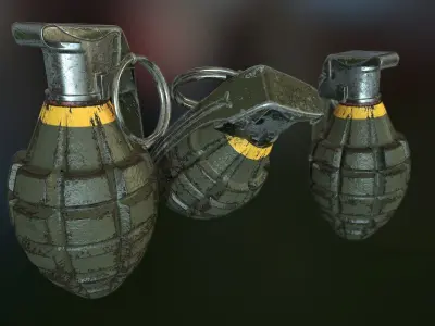 MK2 Pineapple Fragmentation grenade Low-poly 3D model