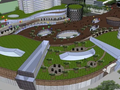 15 COMMERCIAL BUILDING CLUSTER AROUND CITY 3D model