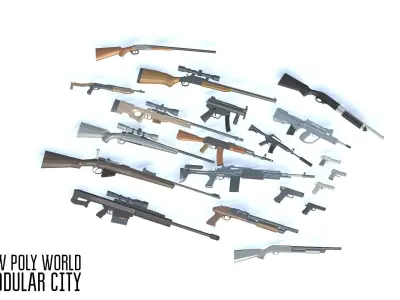 LOW POLY WORLD - STYLIZED CHARACTERS WITH WEAPONS Low-poly 3D model