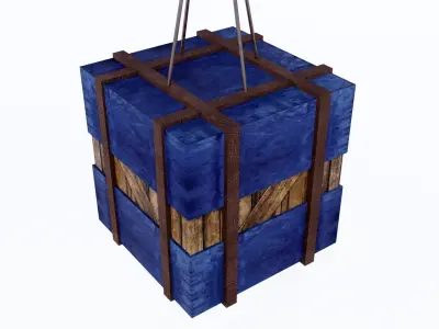 Airdrop block hanging from string Low-poly 3D model