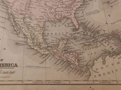 1800 Map of North America Low-poly 3D model