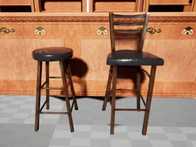 Vintage Retro bar modular Low-poly 3D model