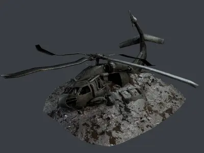 Sikorsky UH60 Black Hawk Military Helicopter Game Ready Pack 02 Low-poly 3D model