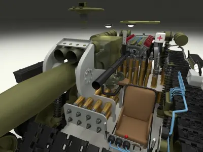 SU 100 Interior Engine Bay Full HDRI 3D model