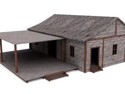 Warehouse wooden house Low-poly 3D model