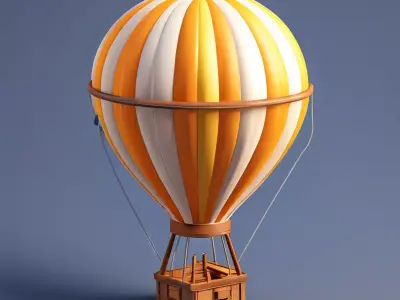 Stylized LowPoly Hot Air Balloon Low-poly 3D model