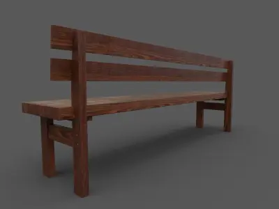 Old Wood Bench Low-poly 3D model get