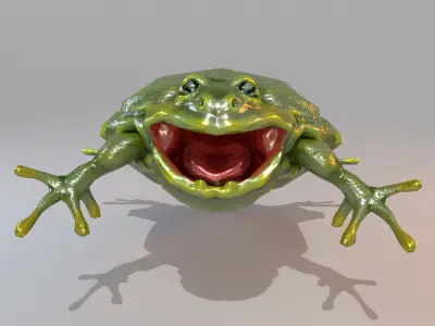 Anuran frog Low-poly 3D model
