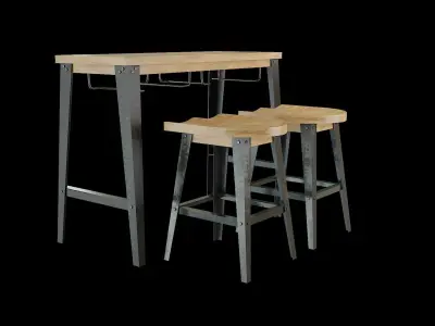Dining Table Set-02 Low-poly 3D model
