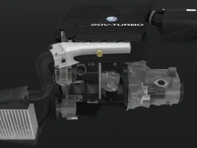 Volkswagen EA113 AWP 20v Turbo engine Low-poly 3D model