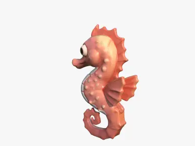 Cartoon Seahorse Low-poly 3D model