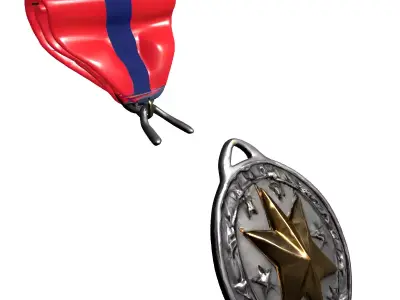 Military Achievement Medal with Ribbon Low-poly 3D model