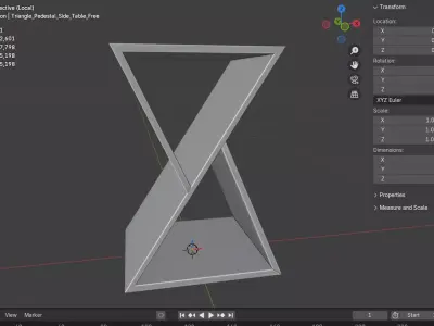 Triangle Pedestal Side Table Free 3D model
