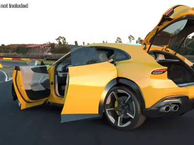 Extreme Crossover Sports Car Yellow Rigged 3D model