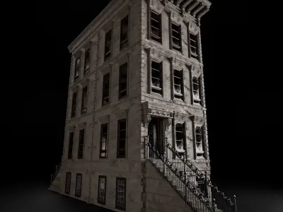 BROOKLYN BROWNSTONE REGULAR OLD BUILDING 003 Low-poly 3D model