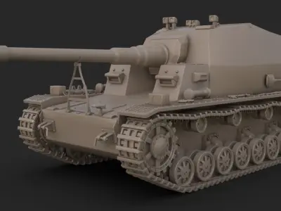 Tank K18 Auf Panzer Clay Mental Ray 3D model