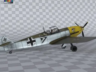 Messerschmitt BF109 German Fighter Airplane Desert V3 3D model