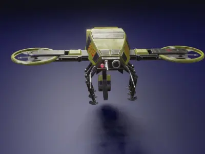 Hornet Drone Sci-Fi LowPoly Gameready 3D model Low-poly 3D model