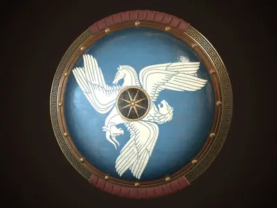 Hoplite Shield Sphinxes Low-poly 3D model