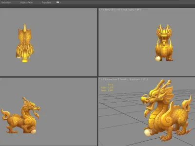 Cartoon Golden Dragon Sculpture - Dragon Ball Low-poly 3D model
