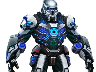 Low Poly Man Cyborg Trooper Soldier Low-poly 3D model