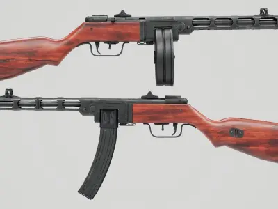 PBR Soviet PPSh-41 submachine gun Low-poly 3D model