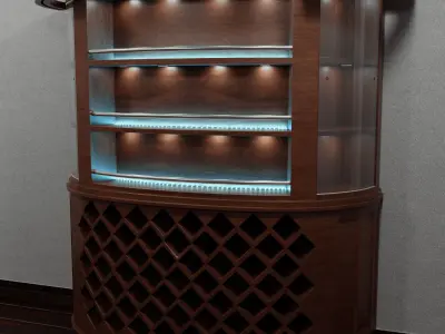 Luxury Curved Home Bar Cabinet and Wine Rack 3D model