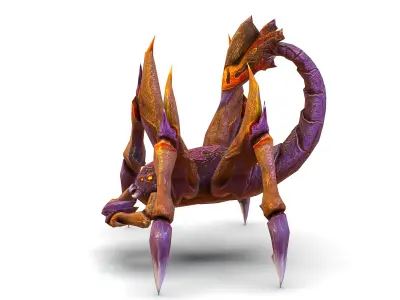 Low Poly Monster Purple Scorpio Creature Low-poly 3D model