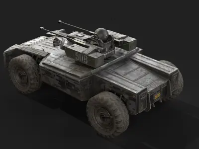 BTR Drone vehicle Armored Tank Vehicle Low-poly 3D model