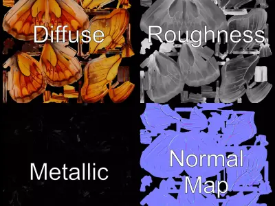 Elegant Monarch Butterfly model pack Low-poly 3D model