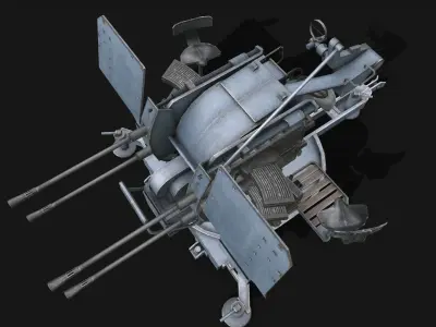 Flakvierling 38 Low-poly 3D model