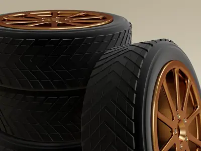 Sports wheel - drive and tire 3D model