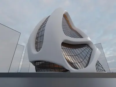 City Build futuristic Exterior Concept Scene 3D model Free 3D model