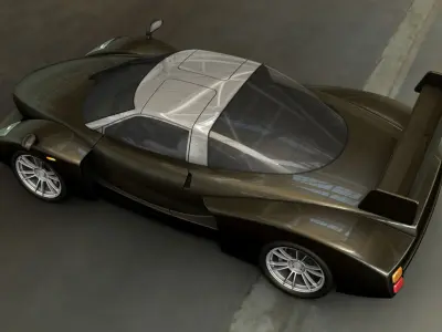 LeMansASGTV8 orange sports car parked in parking lot Free 3D model