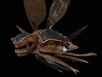 Bug 5 flying insect with wings Low-poly 3D model